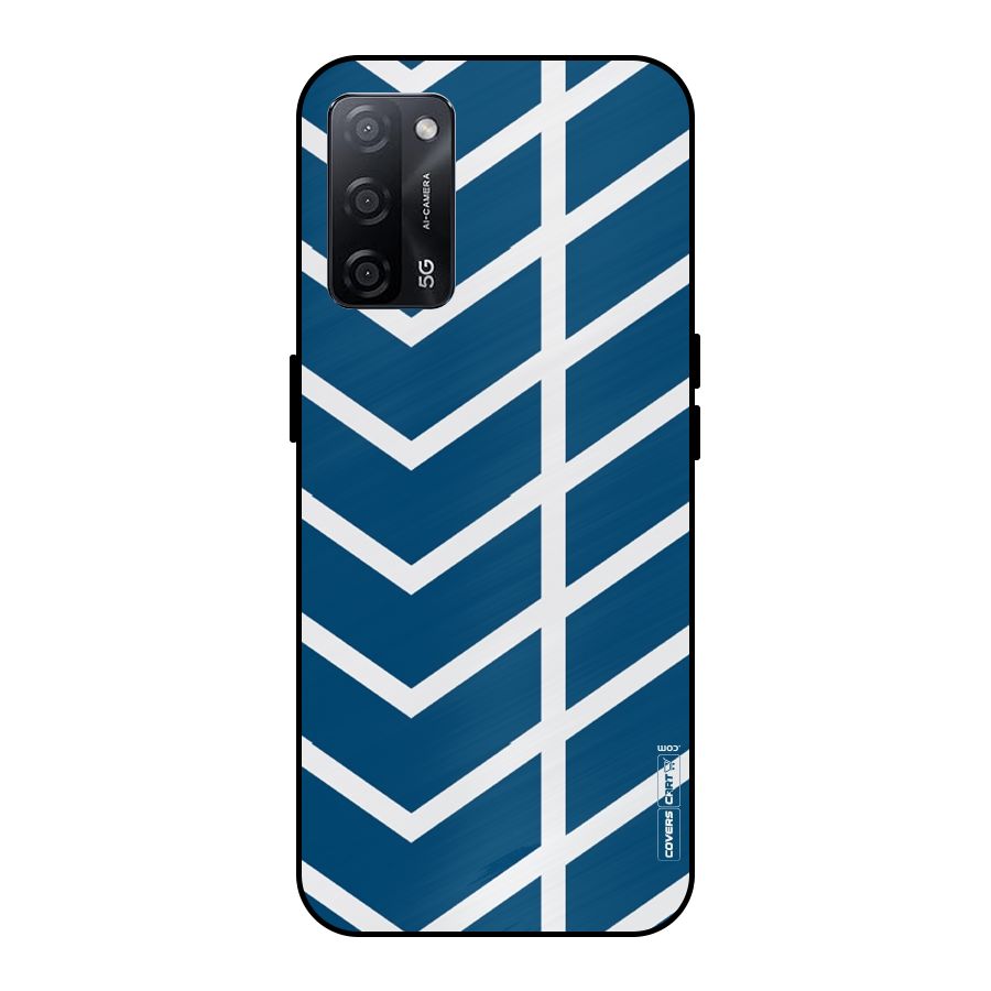 Blue White Pattern Metal Back Case for Oppo A53s 5G