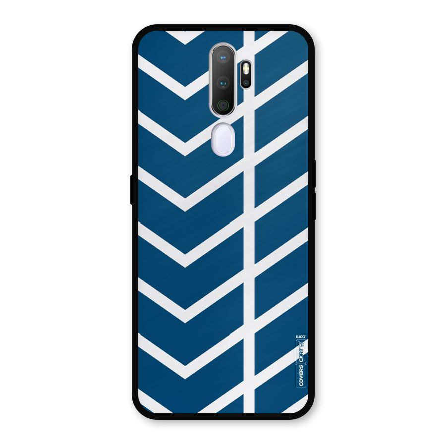 Blue White Pattern Metal Back Case for Oppo A5 (2020)