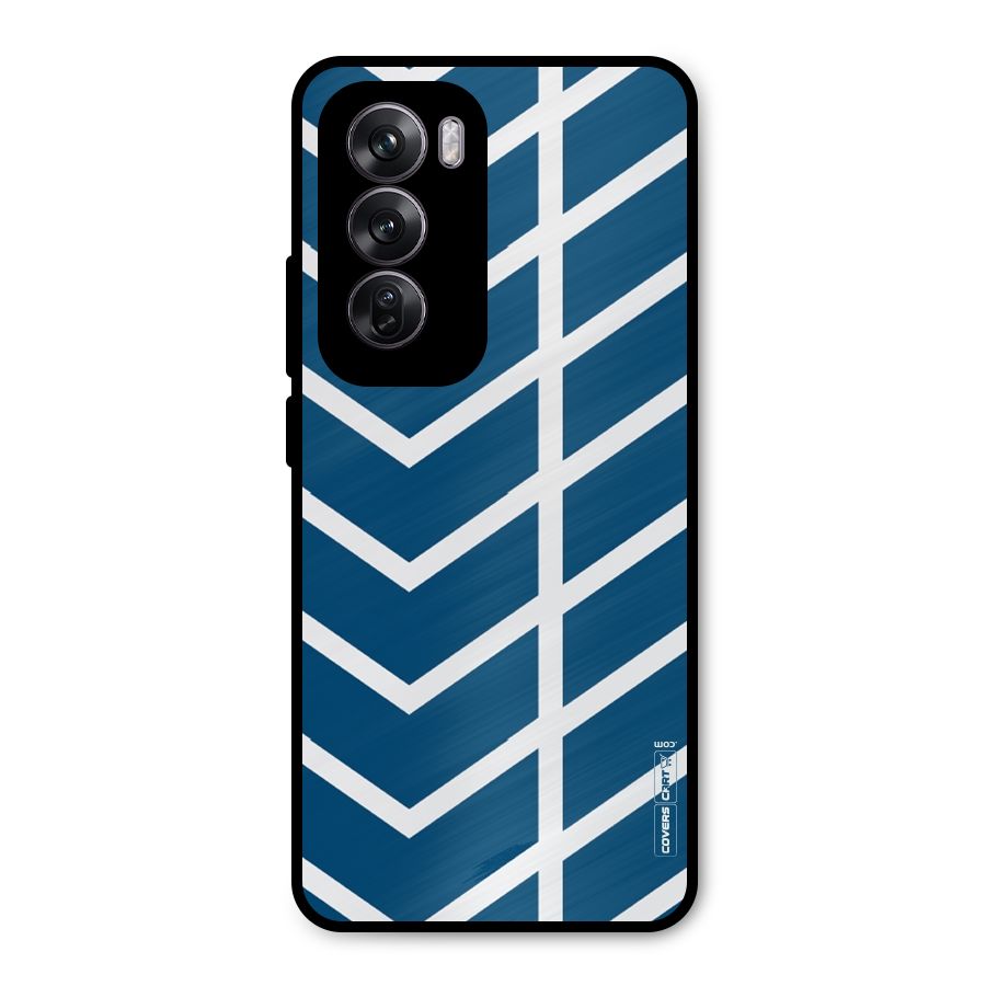 Blue White Pattern Metal Back Case for Oppo Reno12 Pro
