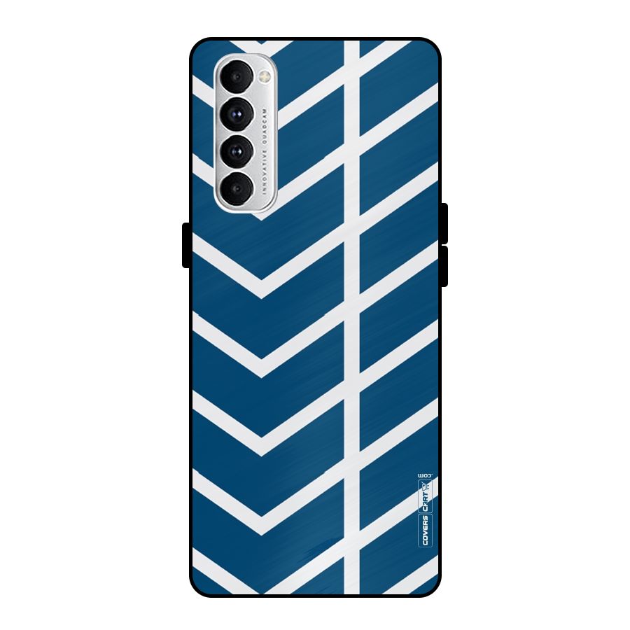 Blue White Pattern Metal Back Case for Oppo Reno4 Pro