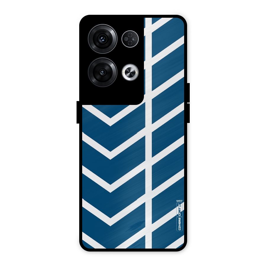 Blue White Pattern Metal Back Case for Oppo Reno8 Pro 5G