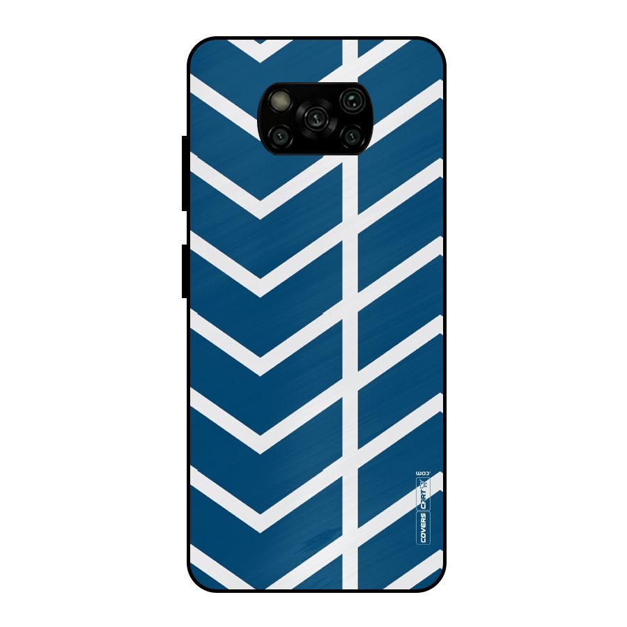 Blue White Pattern Metal Back Case for Poco X3