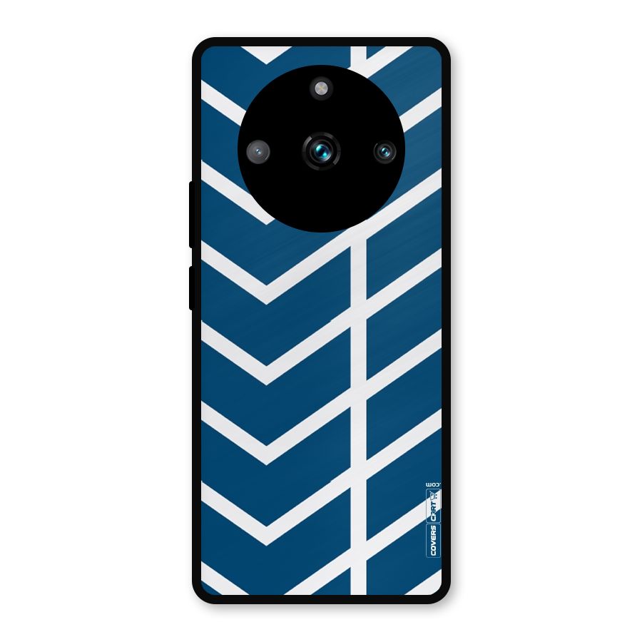 Blue White Pattern Metal Back Case for Realme 11 Pro Plus