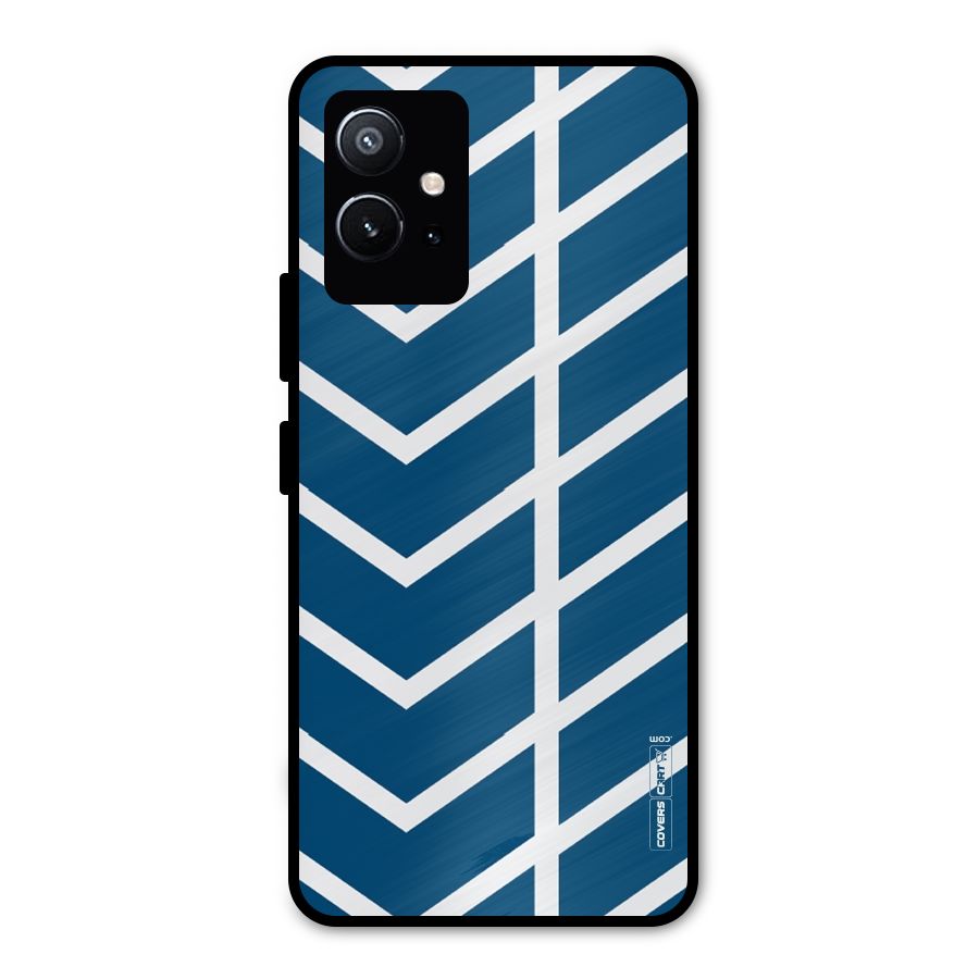 Blue White Pattern Metal Back Case for Vivo T1 5G