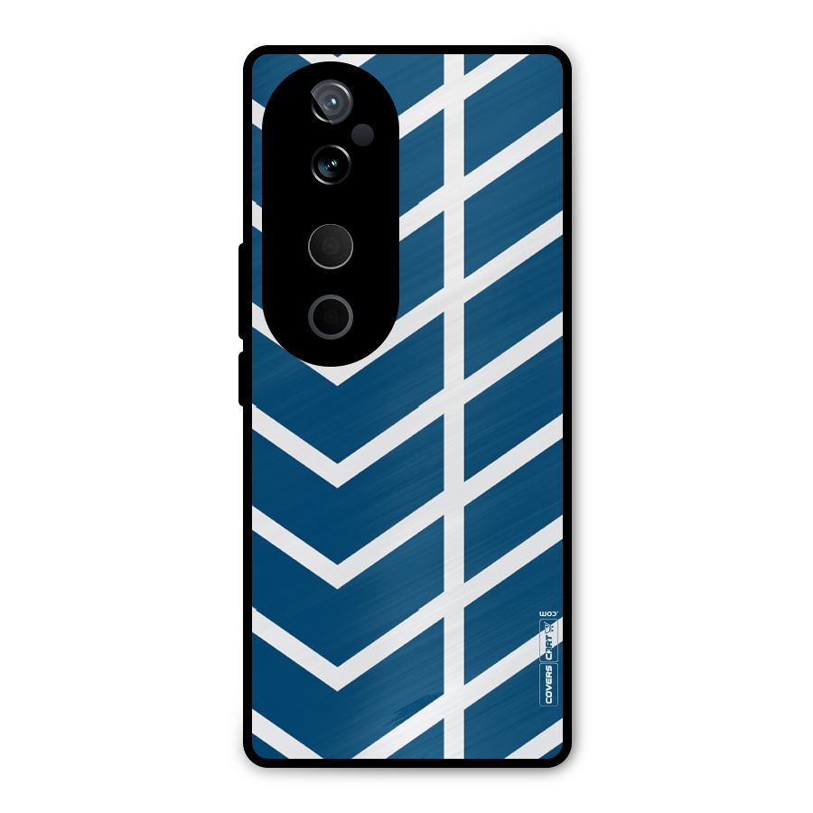 Blue White Pattern Metal Back Case for Vivo T3 Ultra