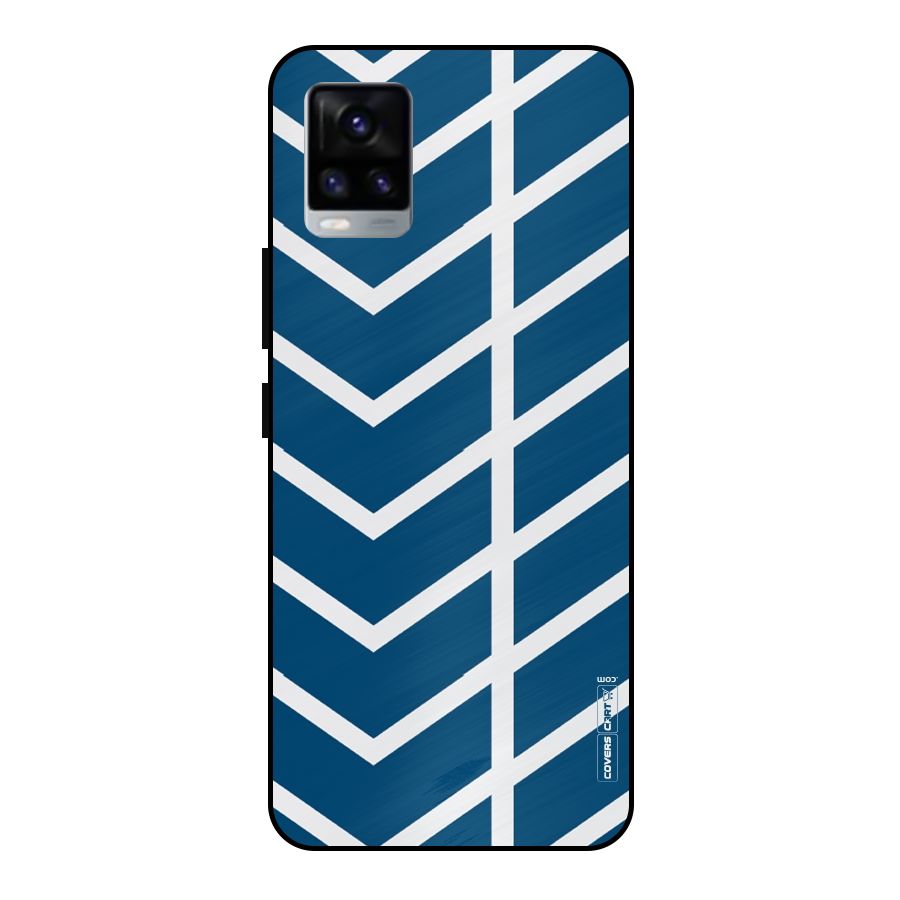 Blue White Pattern Metal Back Case for Vivo V20 2021