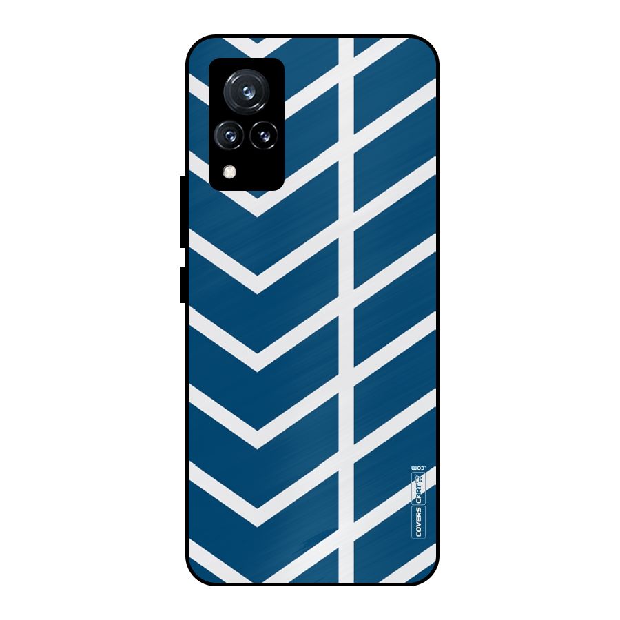 Blue White Pattern Metal Back Case for Vivo V21 5G