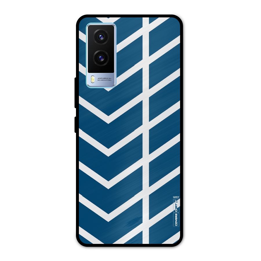 Blue White Pattern Metal Back Case for Vivo V21e 5G