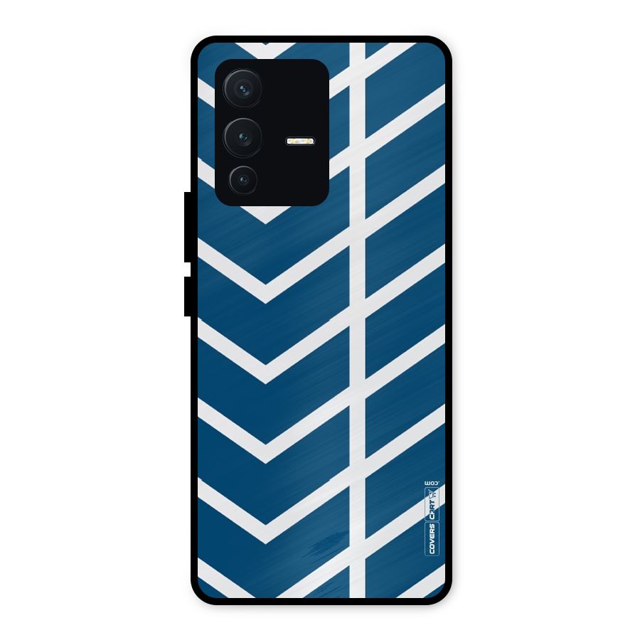 Blue White Pattern Metal Back Case for Vivo V23 5G