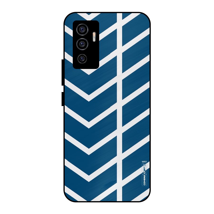 Blue White Pattern Metal Back Case for Vivo V23e
