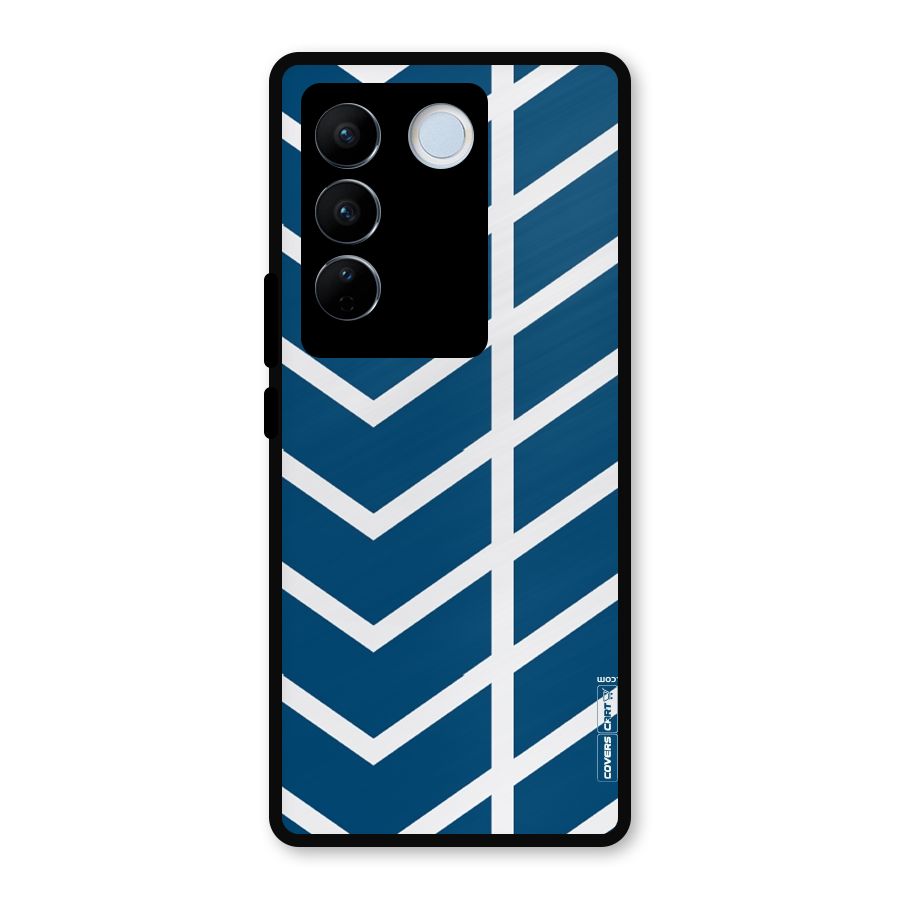 Blue White Pattern Metal Back Case for Vivo V27