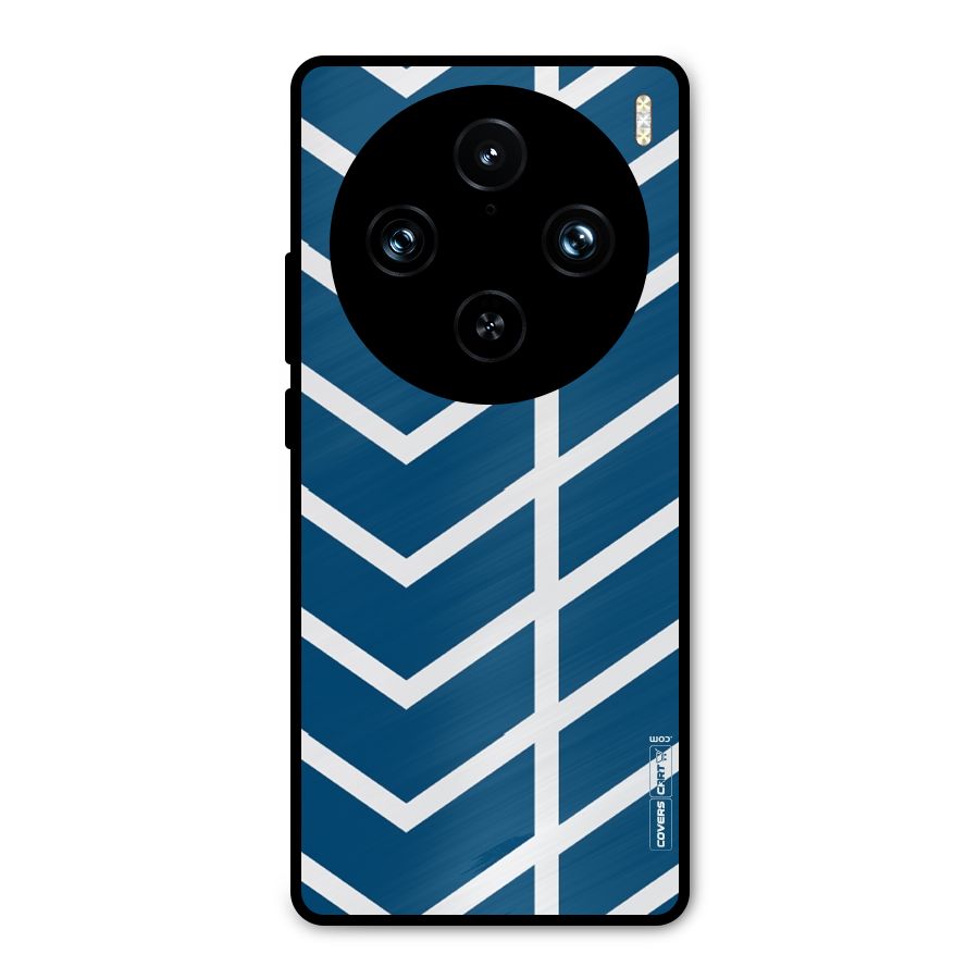 Blue White Pattern Metal Back Case for Vivo X100 Pro