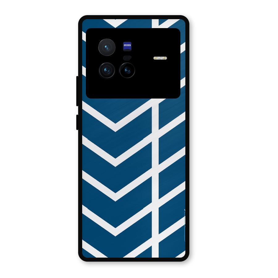 Blue White Pattern Metal Back Case for Vivo X80