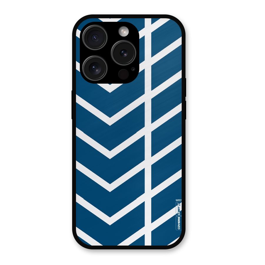 Blue White Pattern Metal Back Case for iPhone 15 Pro