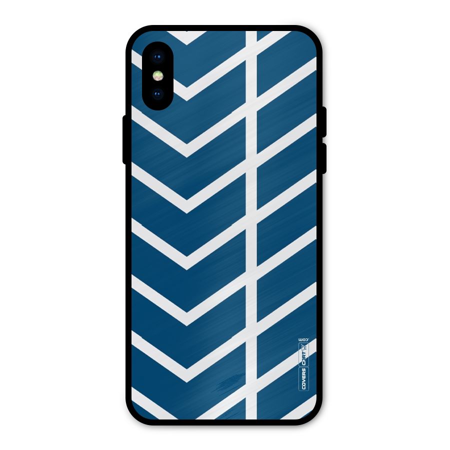 Blue White Pattern Metal Back Case for iPhone XS