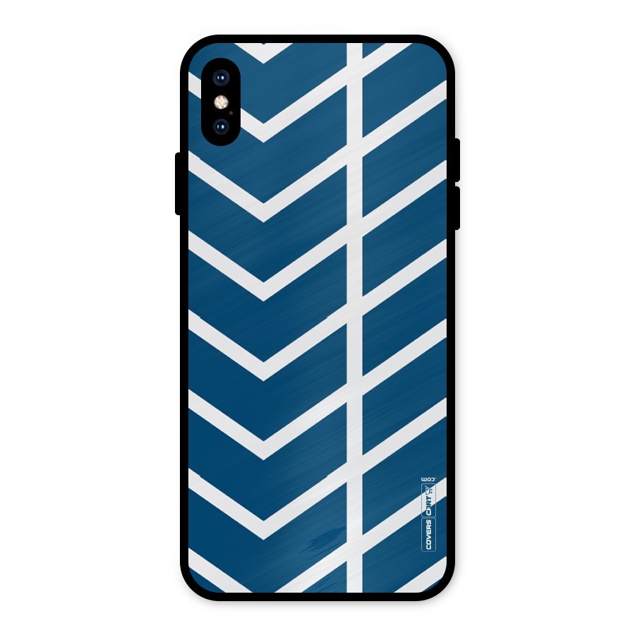 Blue White Pattern Metal Back Case for iPhone XS Max