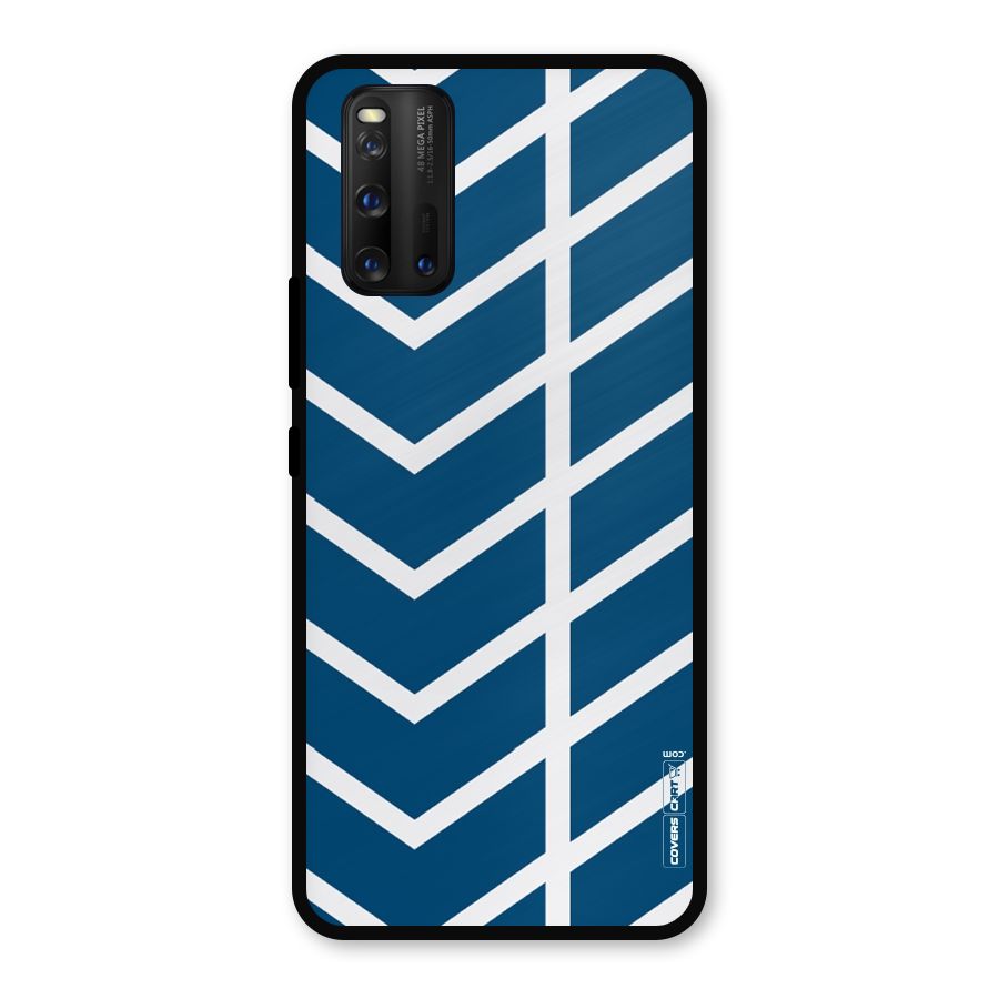 Blue White Pattern Metal Back Case for iQOO 3