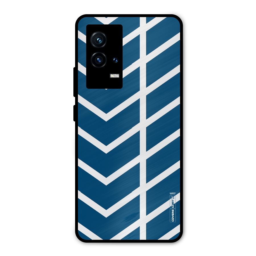 Blue White Pattern Metal Back Case for iQOO 9 5G