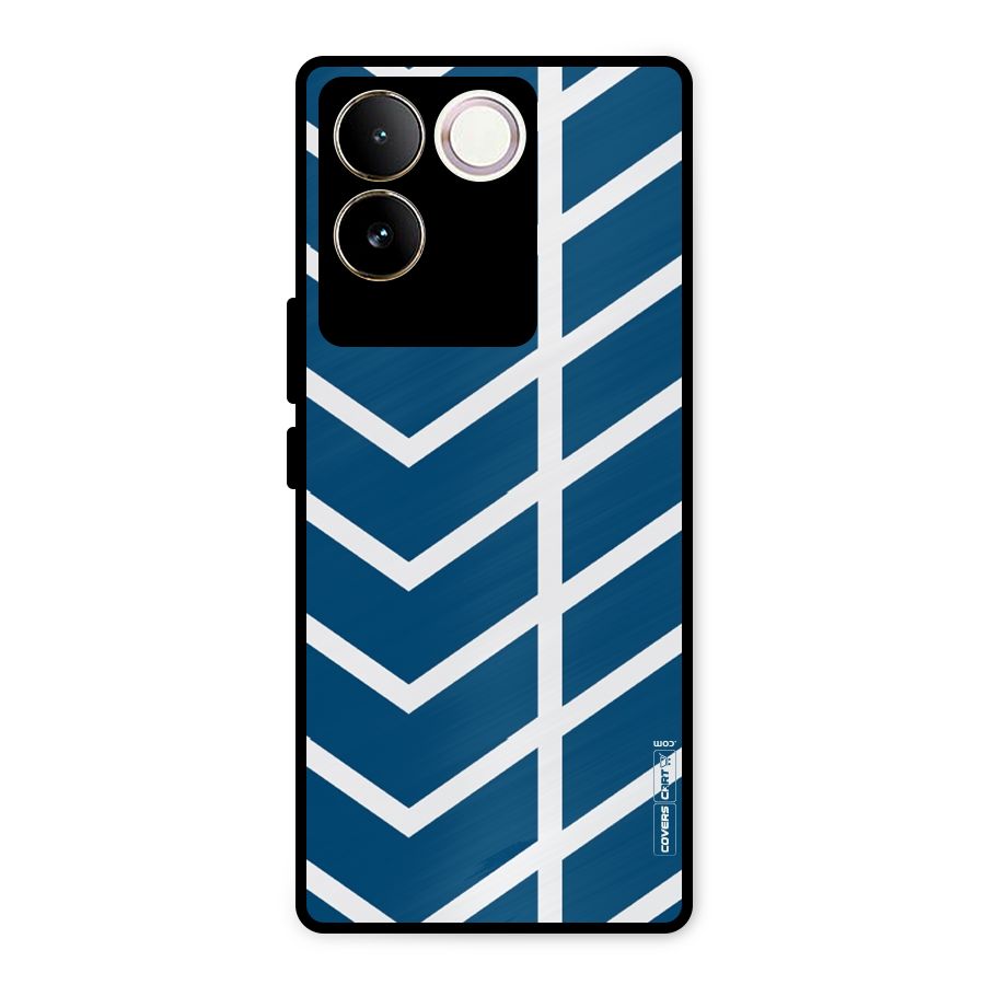 Blue White Pattern Metal Back Case for iQOO Z7 Pro