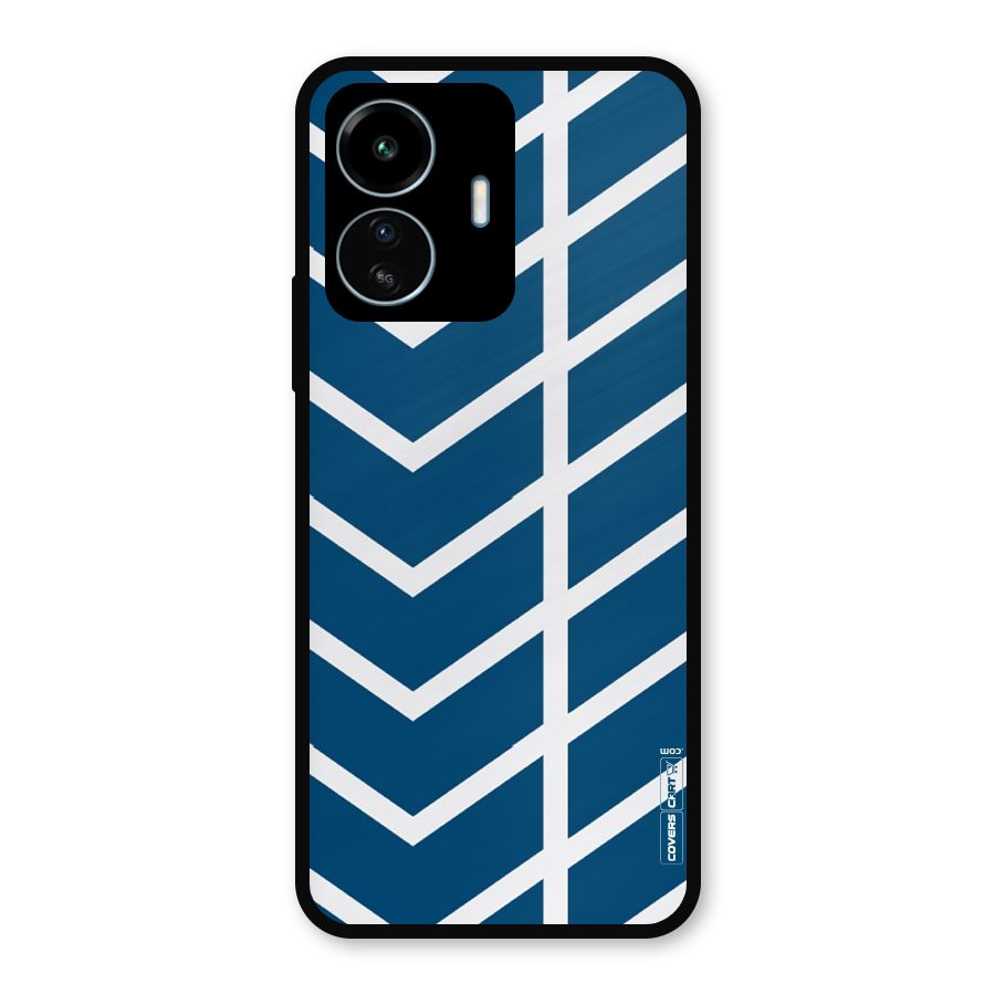 Blue White Pattern Metal Back Case for vivo iQOO Z6 Lite 5G