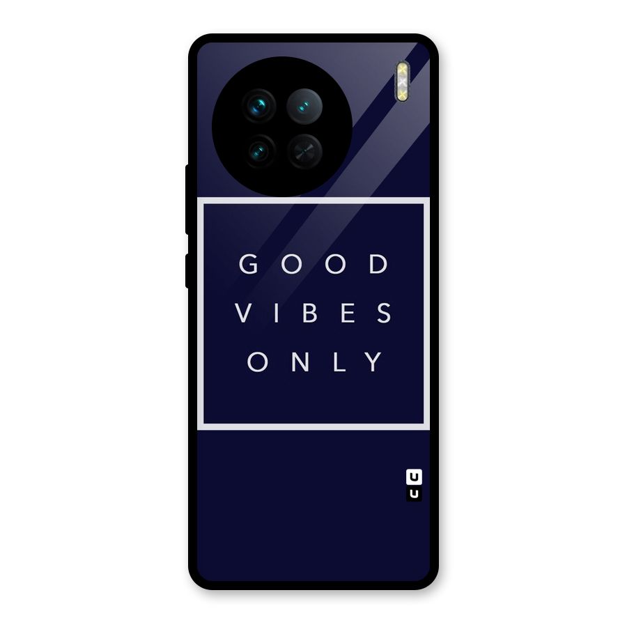 Blue White Vibes Glass Back Case for Vivo X90
