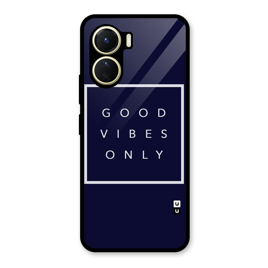 Blue White Vibes Glass Back Case for Vivo Y16