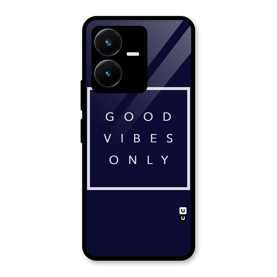 Blue White Vibes Glass Back Case for Vivo Y22s