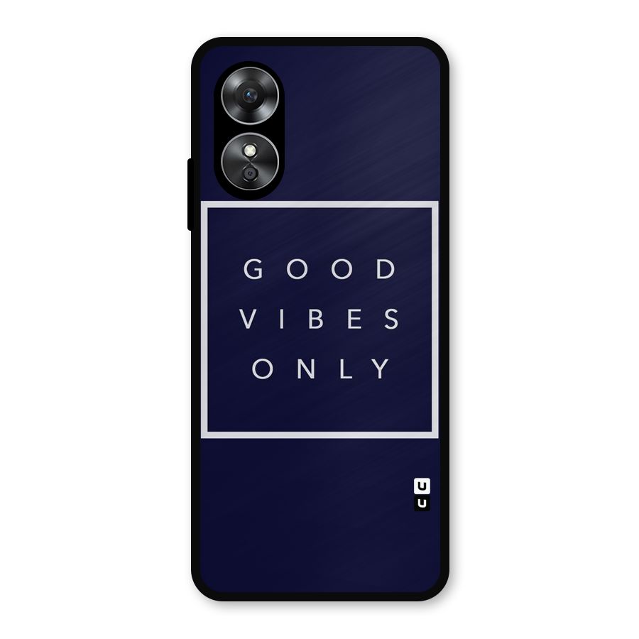 Blue White Vibes Metal Back Case for Oppo A17