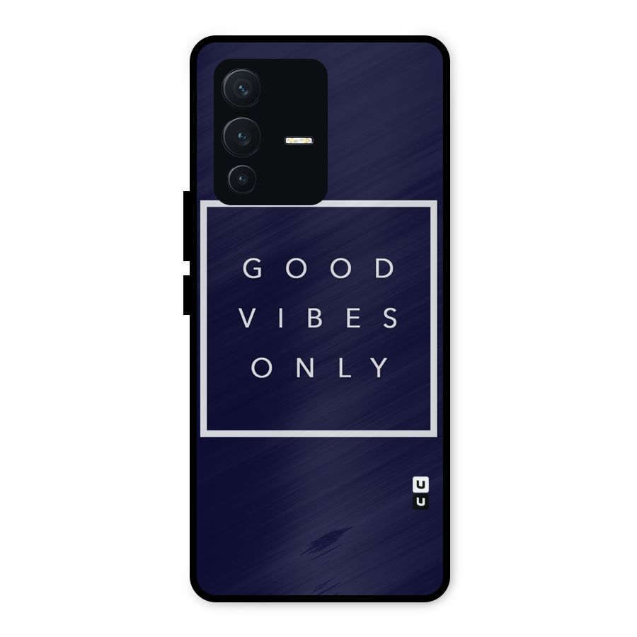 Blue White Vibes Metal Back Case for Vivo V23 5G