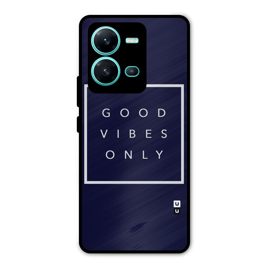 Blue White Vibes Metal Back Case for Vivo V25