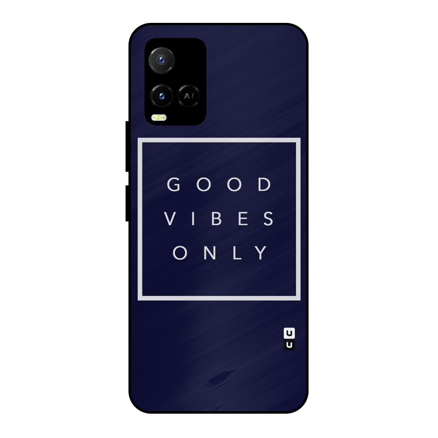 Blue White Vibes Metal Back Case for Vivo Y21A