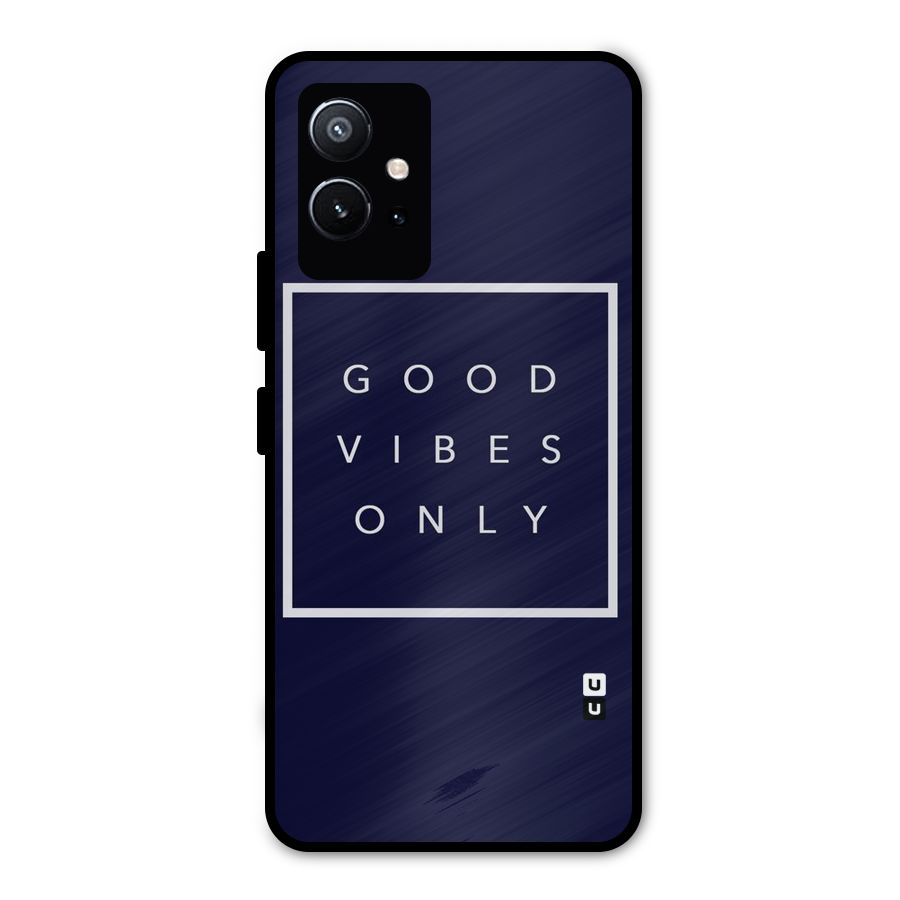 Blue White Vibes Metal Back Case for Vivo Y75 5G
