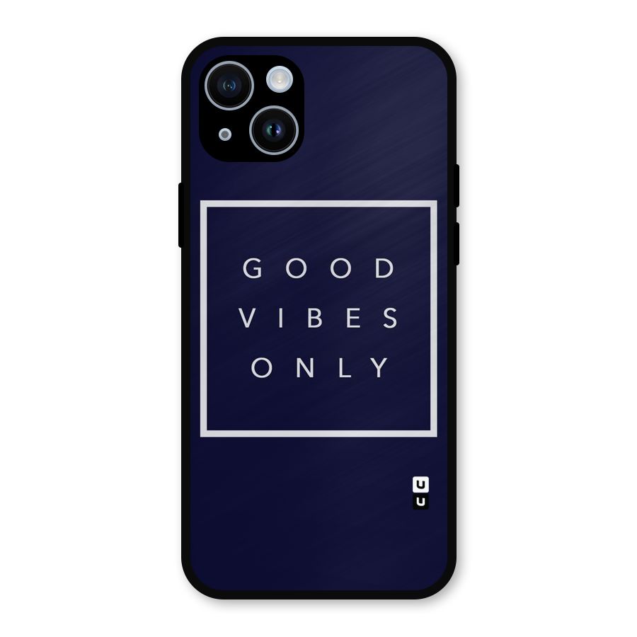 Blue White Vibes Metal Back Case for iPhone 14