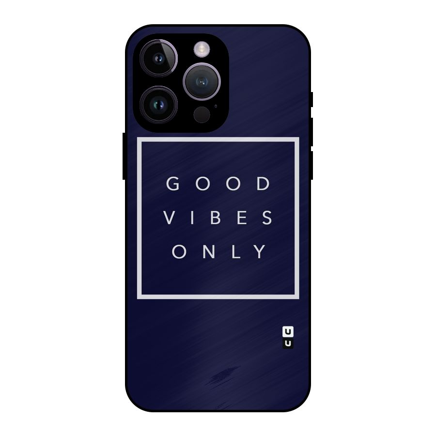Blue White Vibes Metal Back Case for iPhone 14 Pro Max