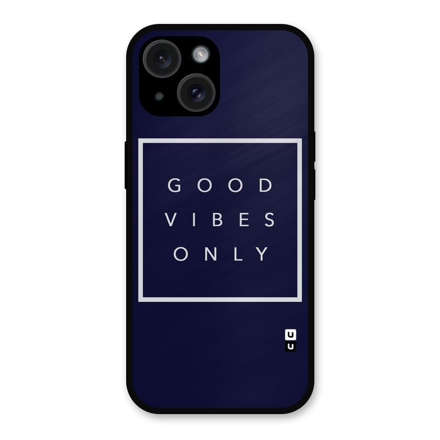 Blue White Vibes Metal Back Case for iPhone 15