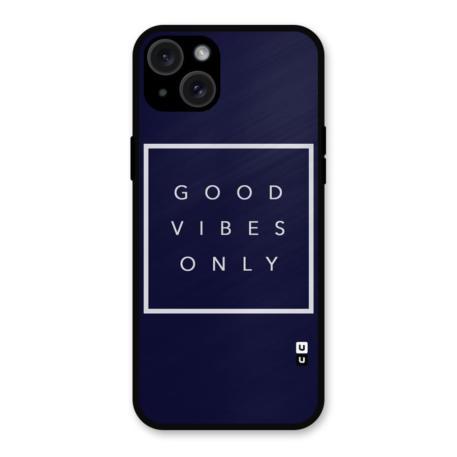 Blue White Vibes Metal Back Case for iPhone 15 Plus