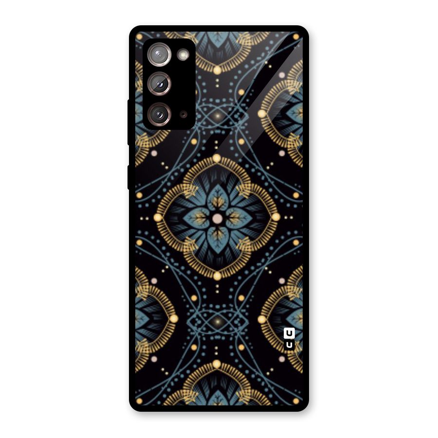 Blue With Black Flower Glass Back Case for Galaxy Note 20