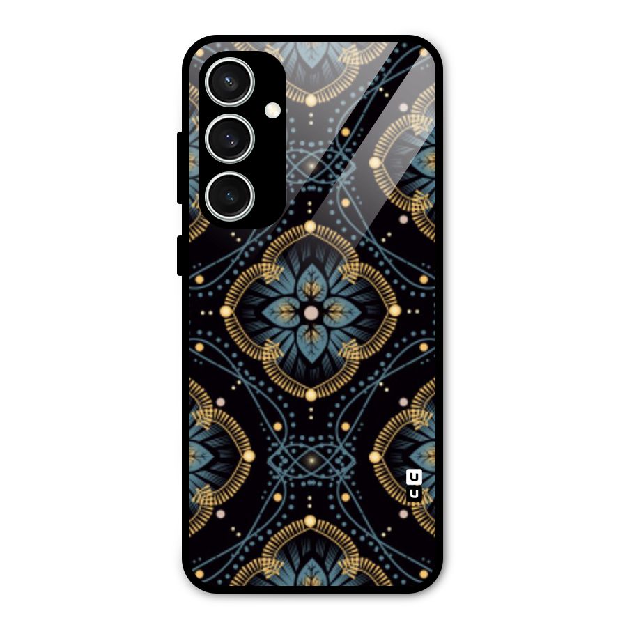 Blue With Black Flower Glass Back Case for Galaxy S23 FE