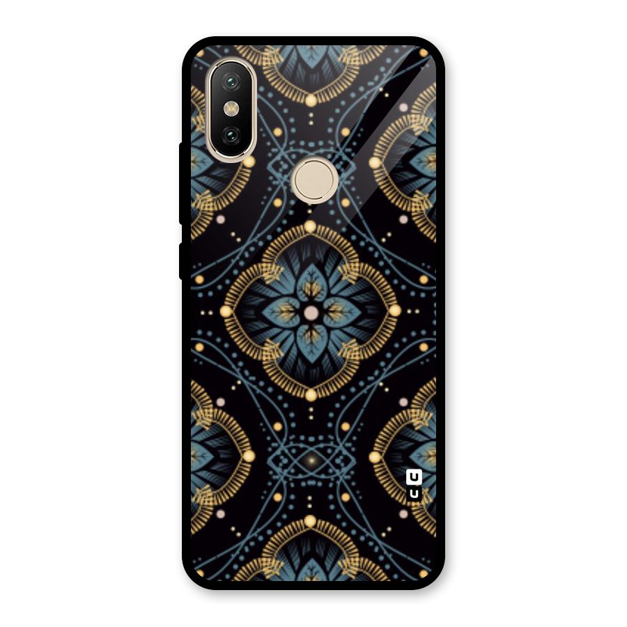 Blue With Black Flower Glass Back Case for Redmi A2