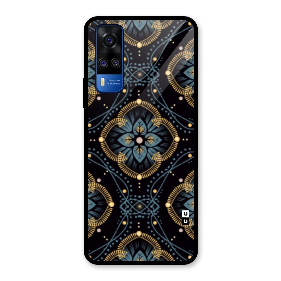 Blue With Black Flower Glass Back Case for Vivo Y31