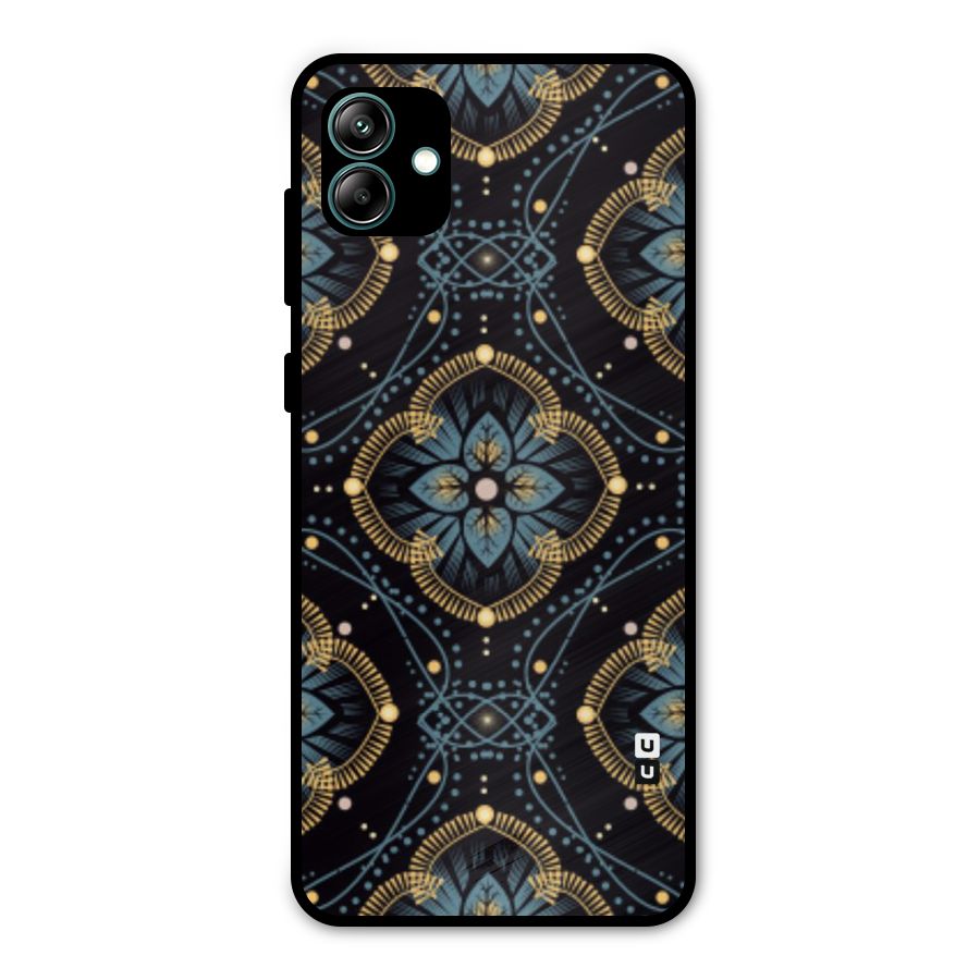 Blue With Black Flower Metal Back Case for Galaxy A04