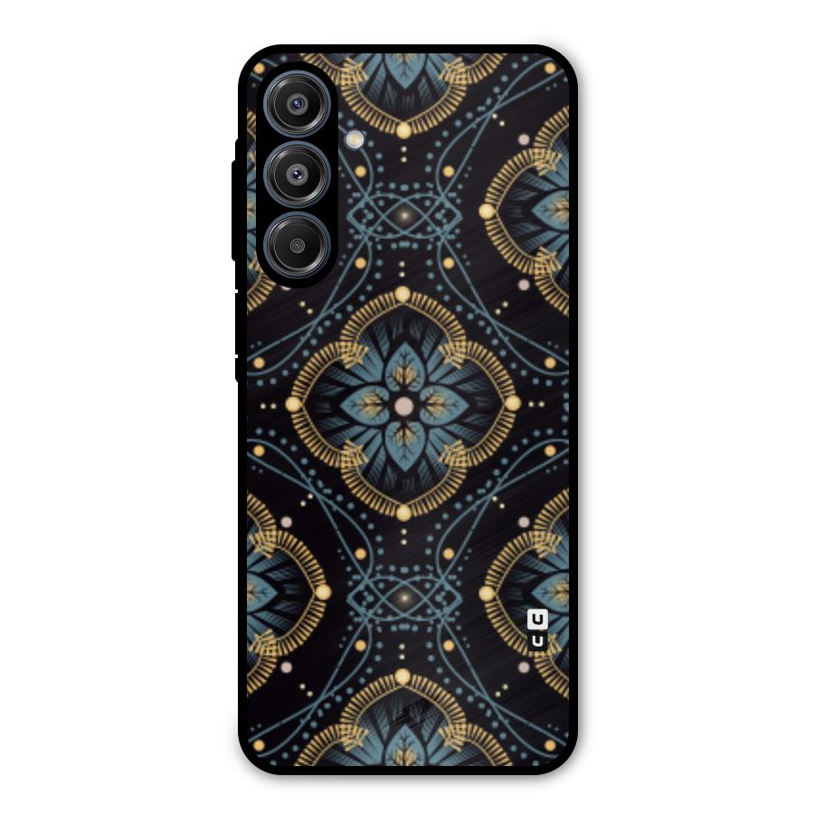 Blue With Black Flower Metal Back Case for Galaxy A16 5G
