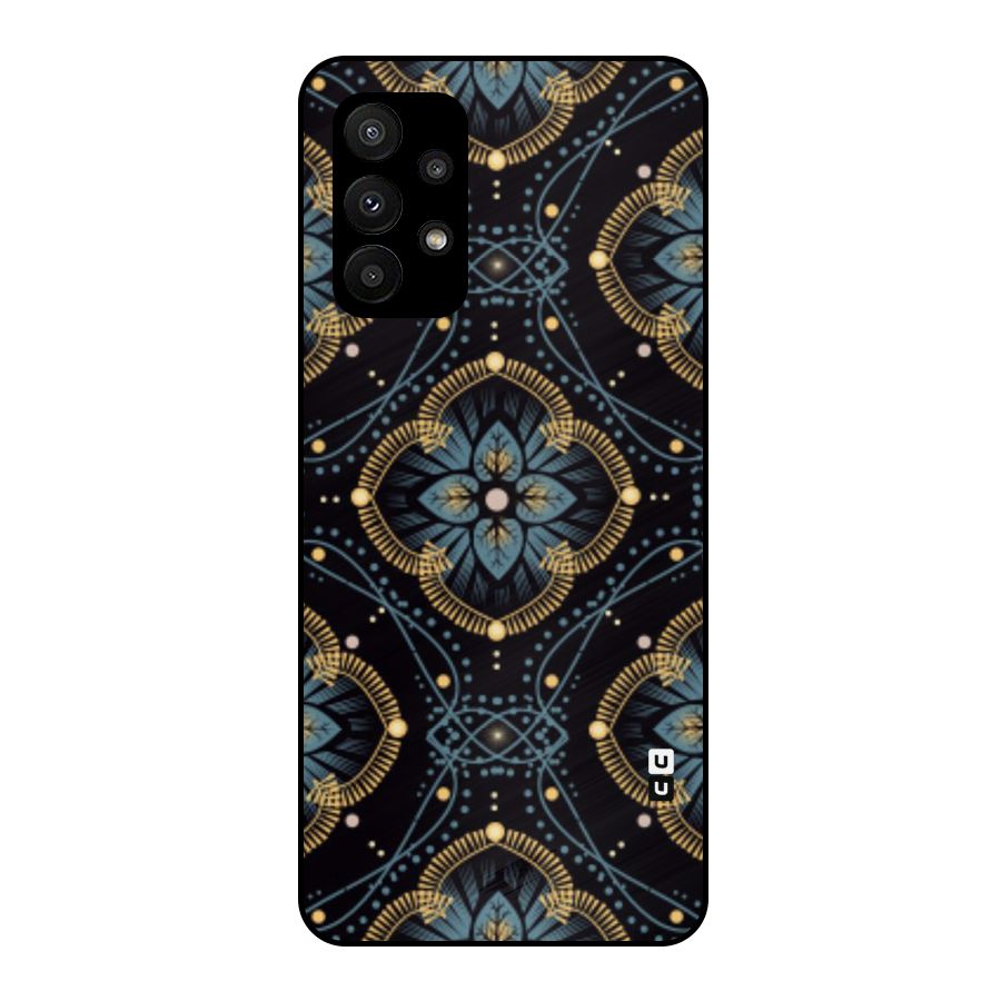 Blue With Black Flower Metal Back Case for Galaxy A23