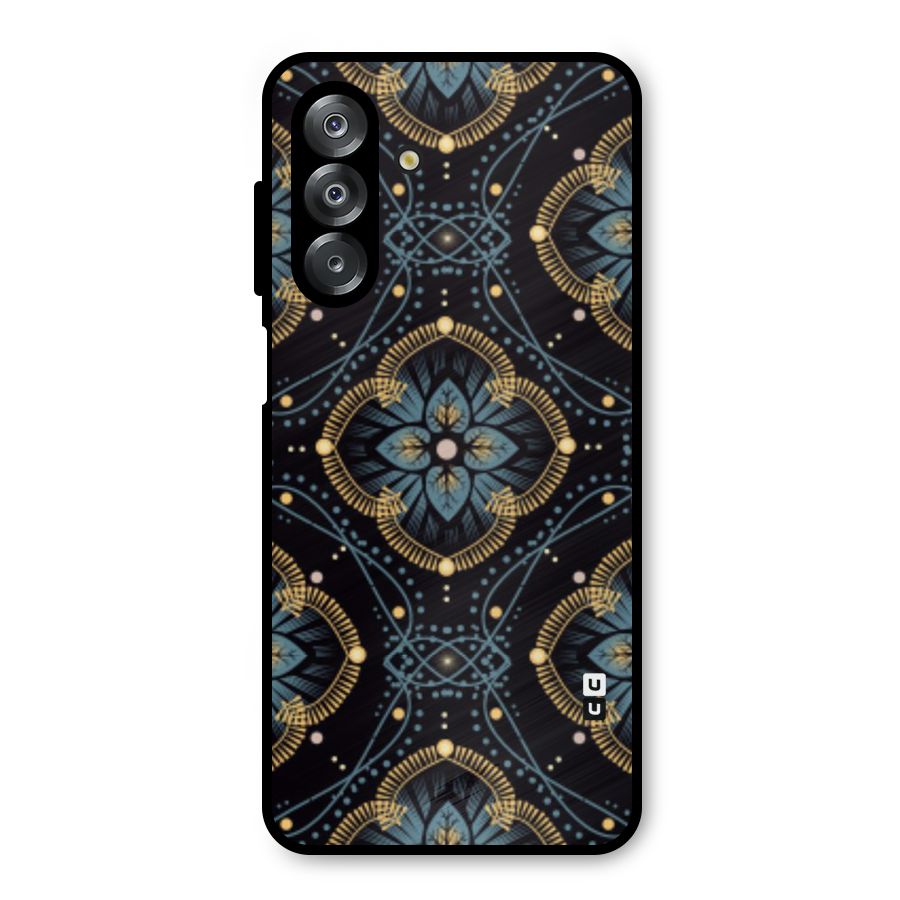 Blue With Black Flower Metal Back Case for Galaxy A26