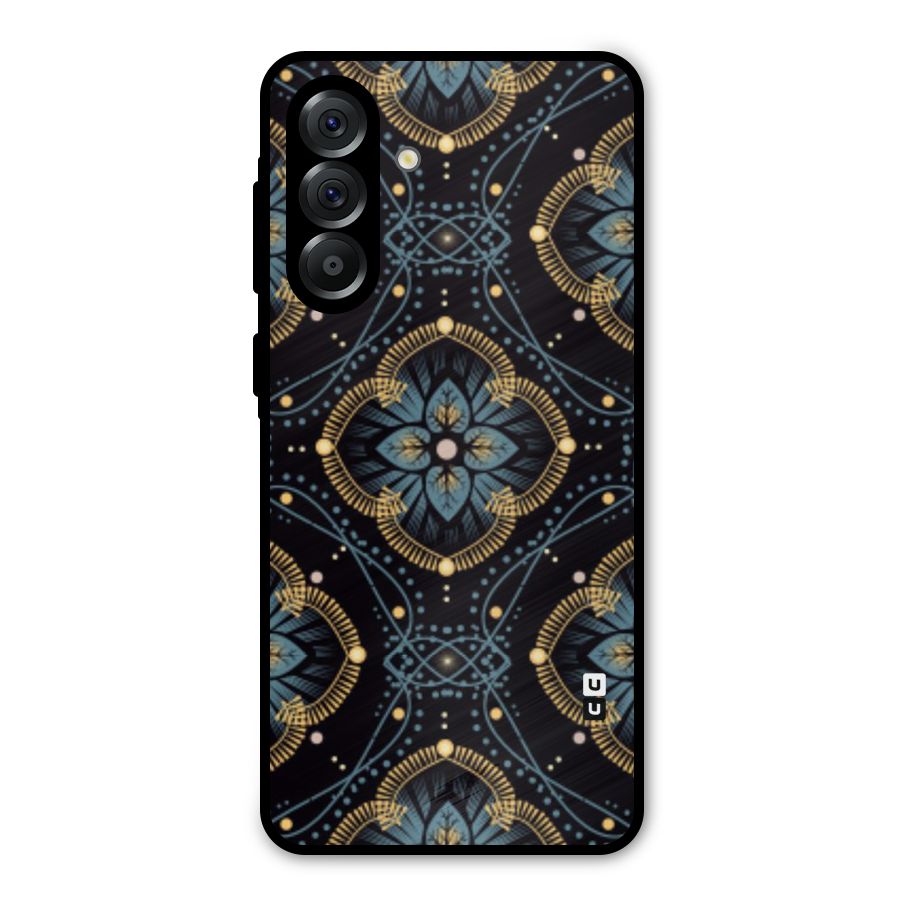 Blue With Black Flower Metal Back Case for Galaxy A36