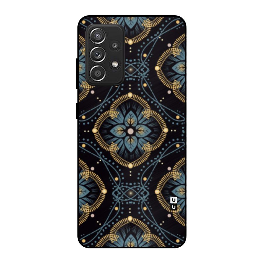 Blue With Black Flower Metal Back Case for Galaxy A52s 5G