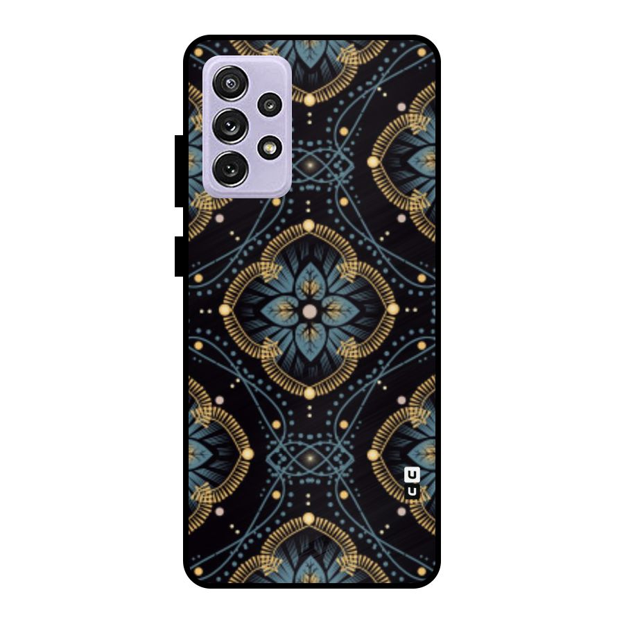 Blue With Black Flower Metal Back Case for Galaxy A72