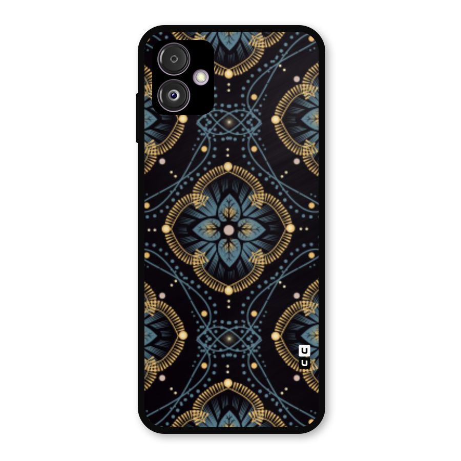 Blue With Black Flower Metal Back Case for Galaxy F14