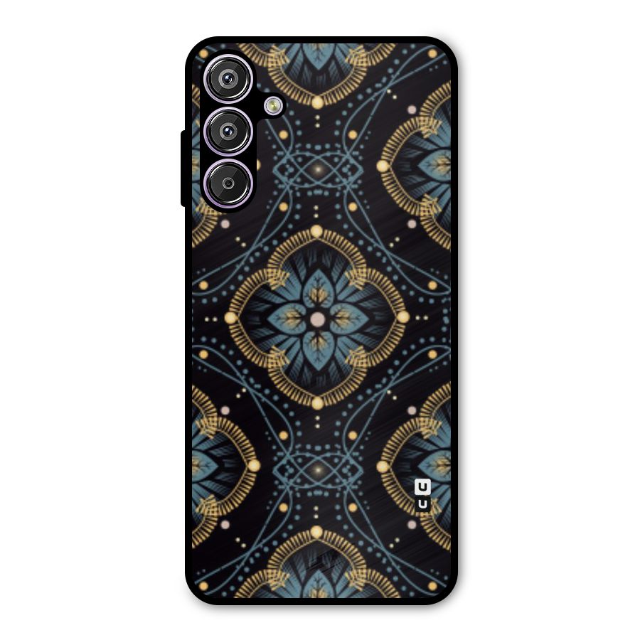 Blue With Black Flower Metal Back Case for Galaxy F15