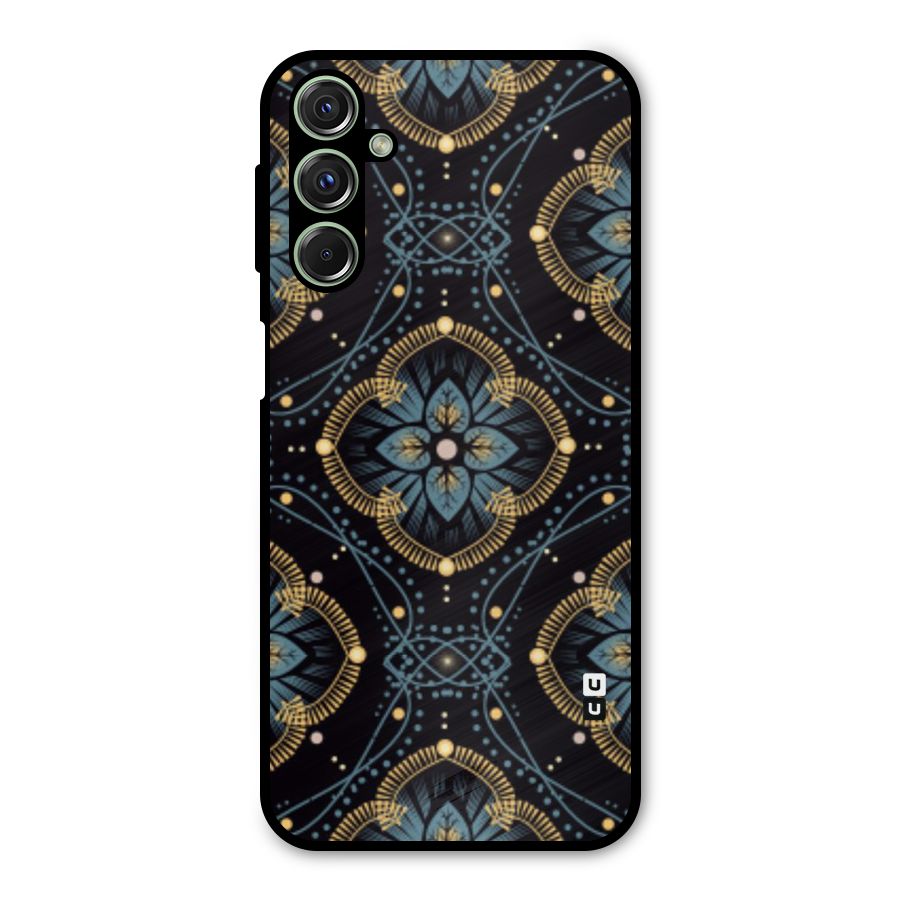 Blue With Black Flower Metal Back Case for Galaxy F34